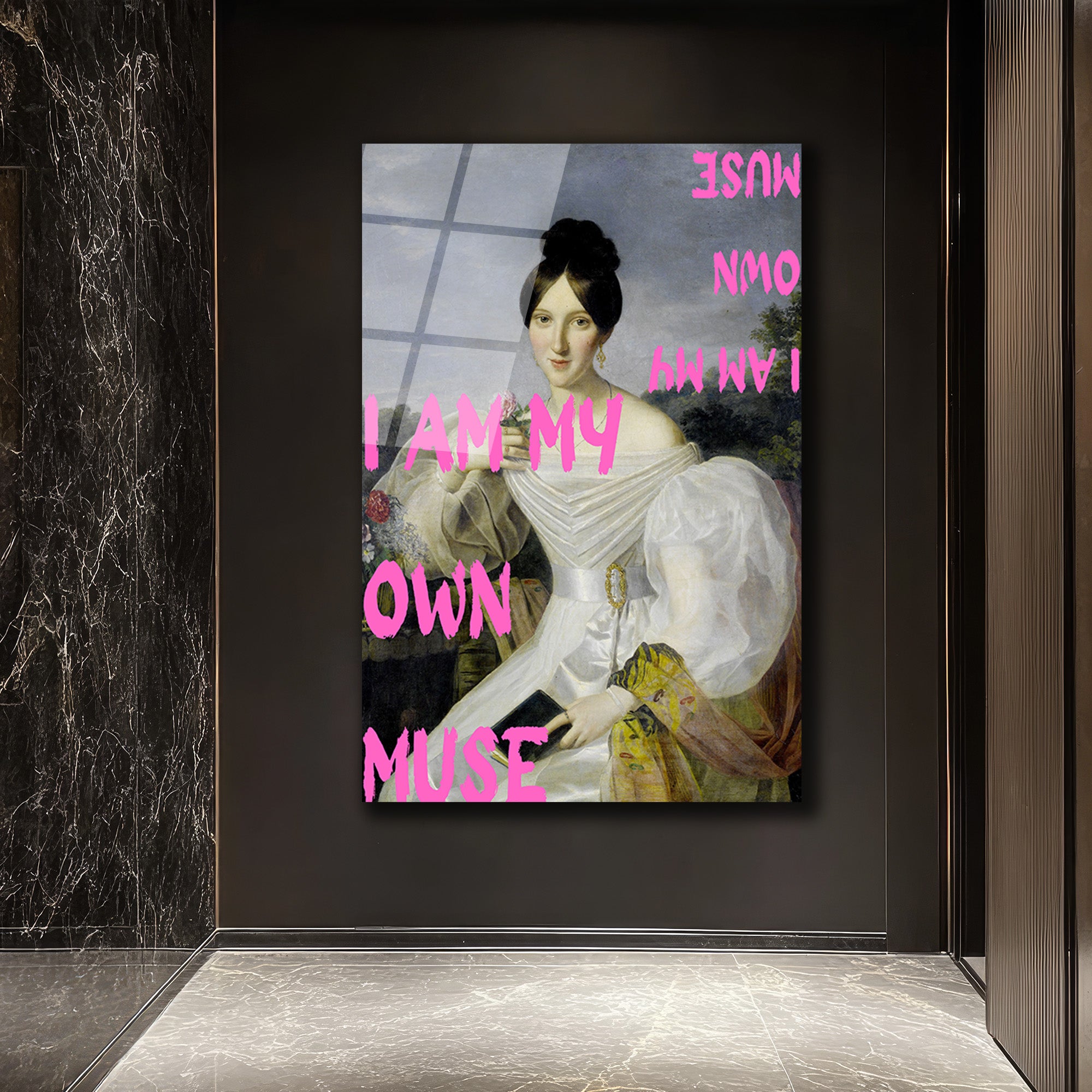 "I AM MY OWN MUSE" Temalı Sanatsal Temperli Cam Tablo
