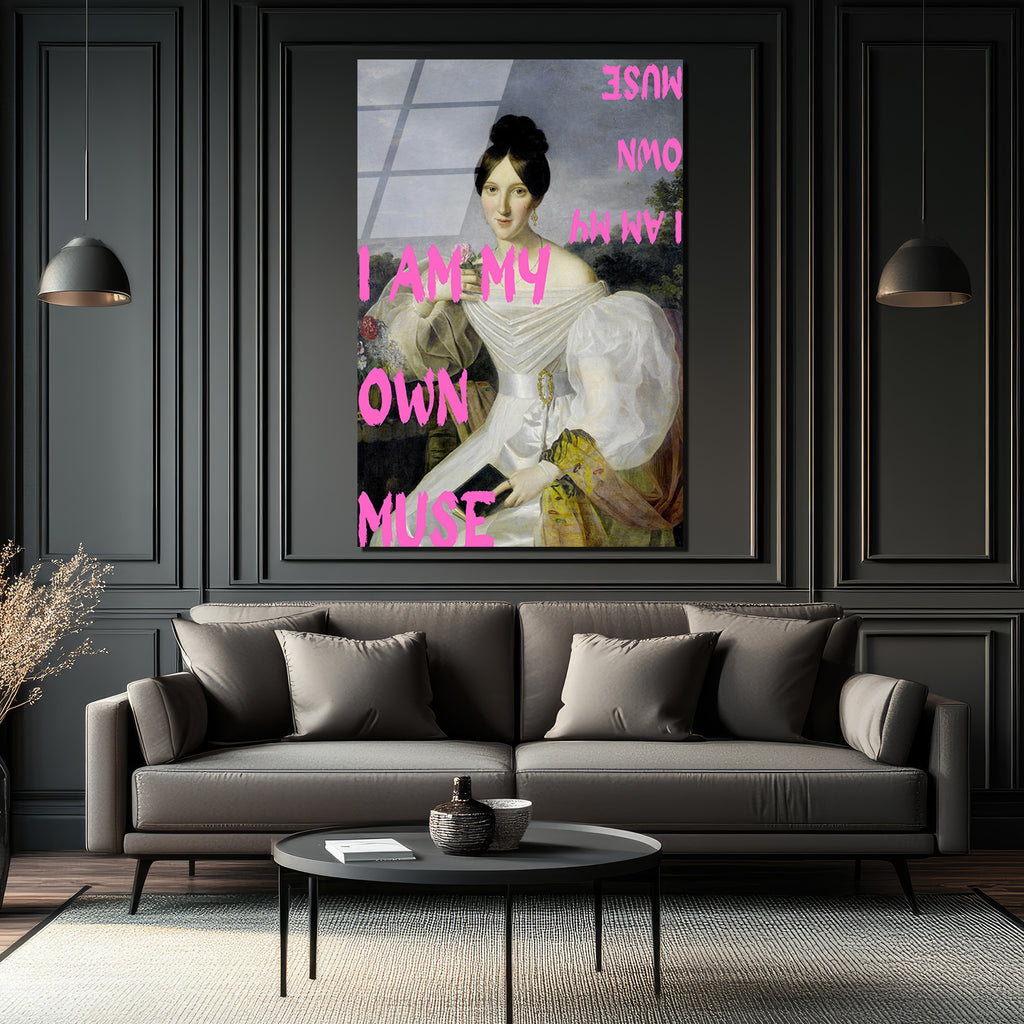 "I AM MY OWN MUSE" Temalı Sanatsal Temperli Cam Tablo
