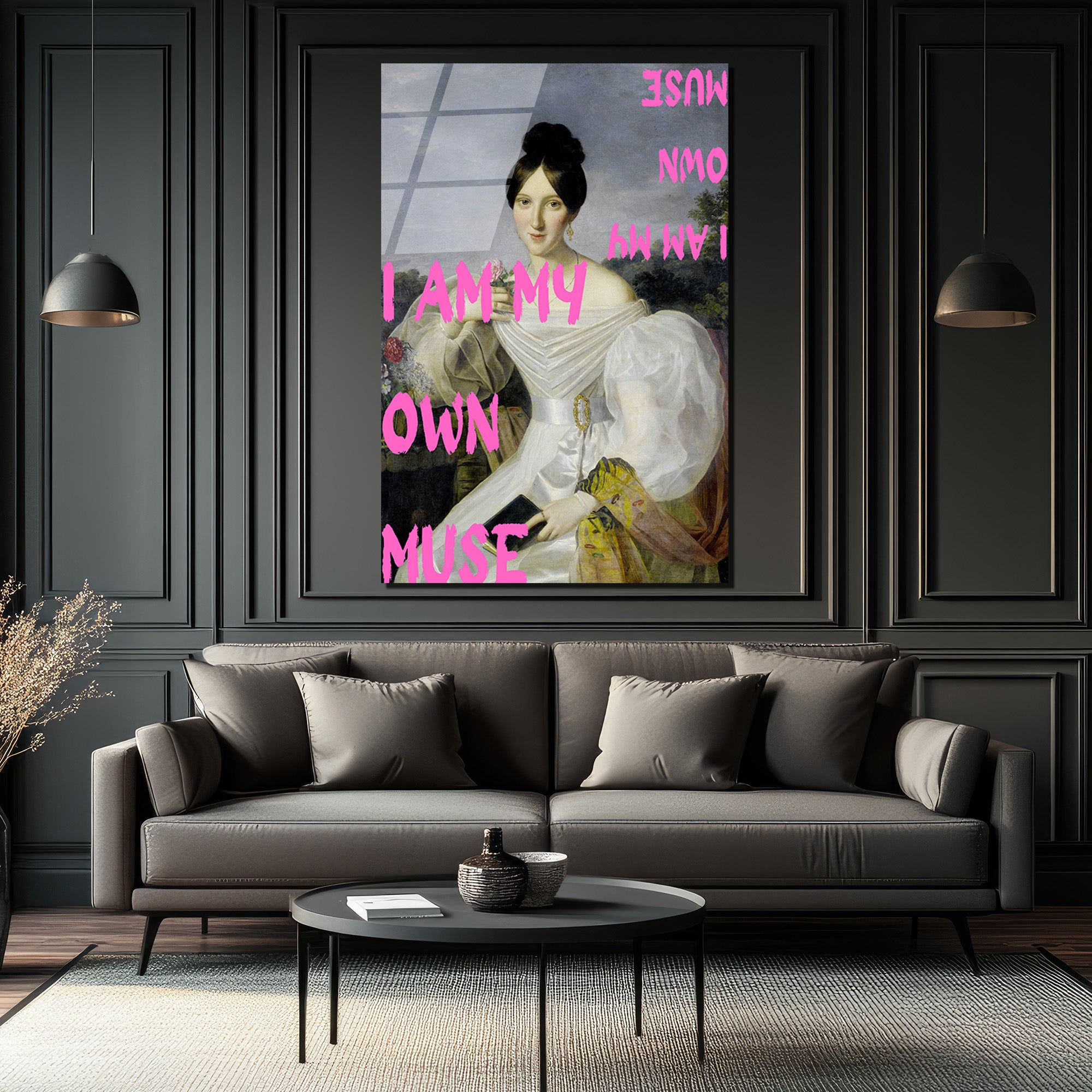 "I AM MY OWN MUSE" Temalı Sanatsal Temperli Cam Tablo