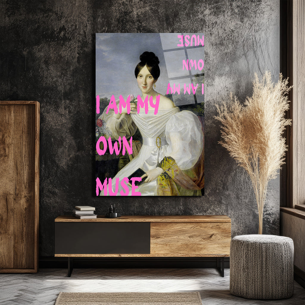"I AM MY OWN MUSE" Temalı Sanatsal Temperli Cam Tablo