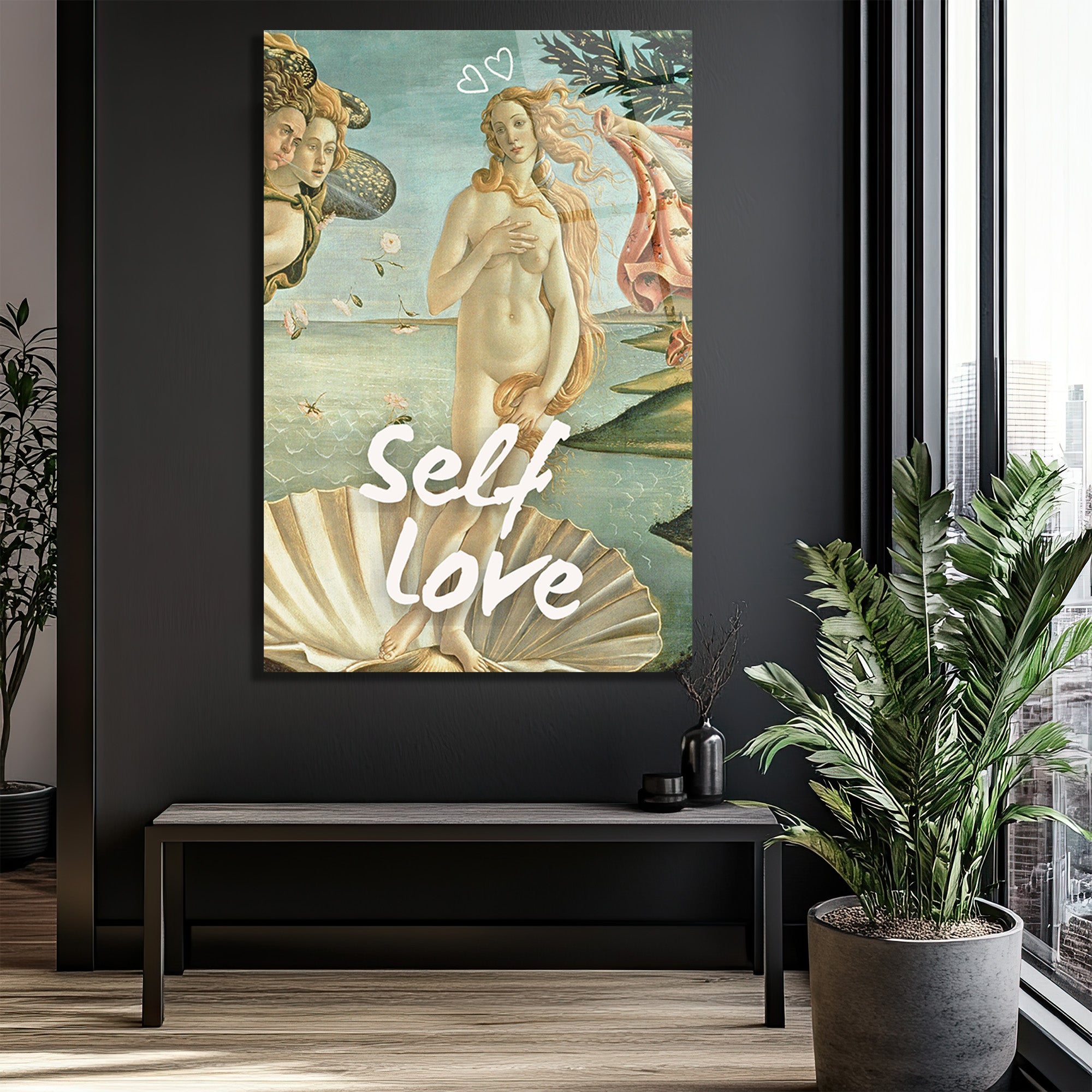 Self Love Venüs Doğuşu Temalı Sanatsal Cam Tablo