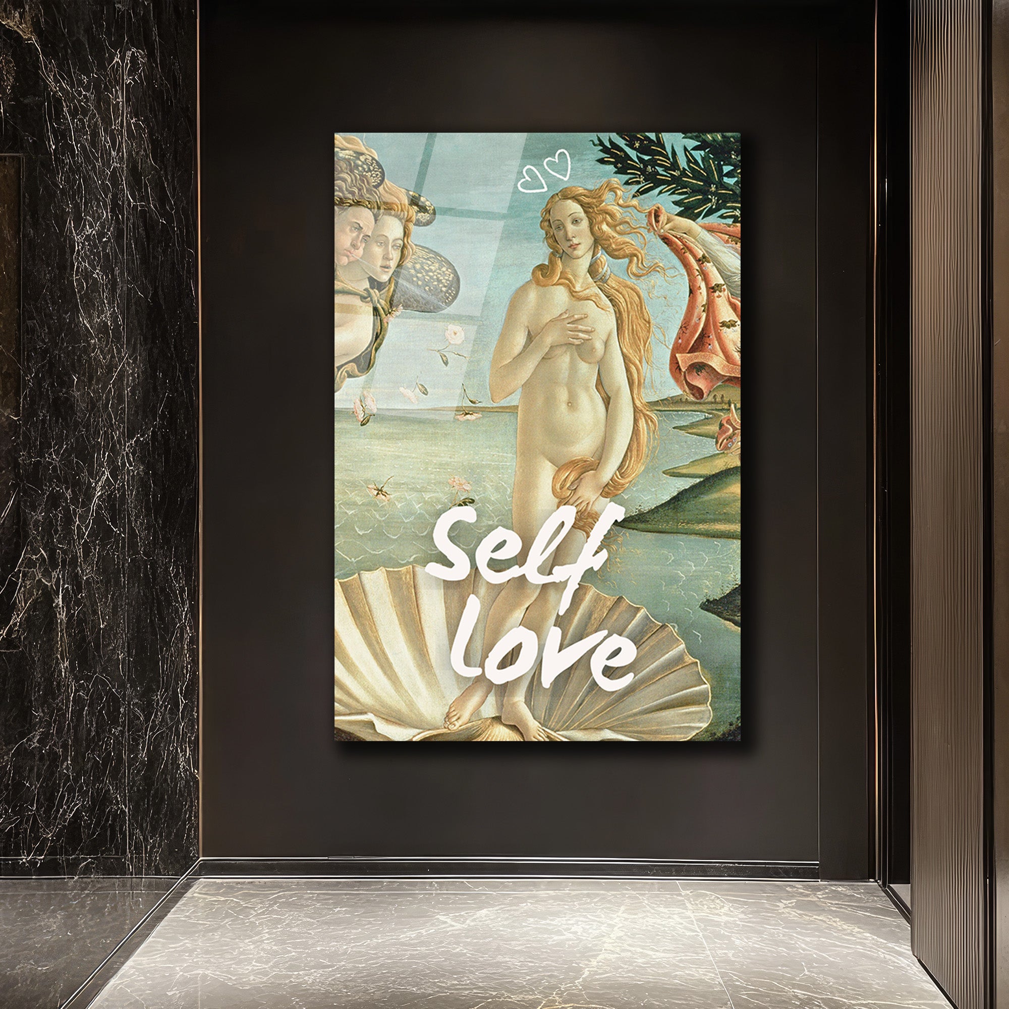 Self Love Venüs Doğuşu Temalı Sanatsal Cam Tablo