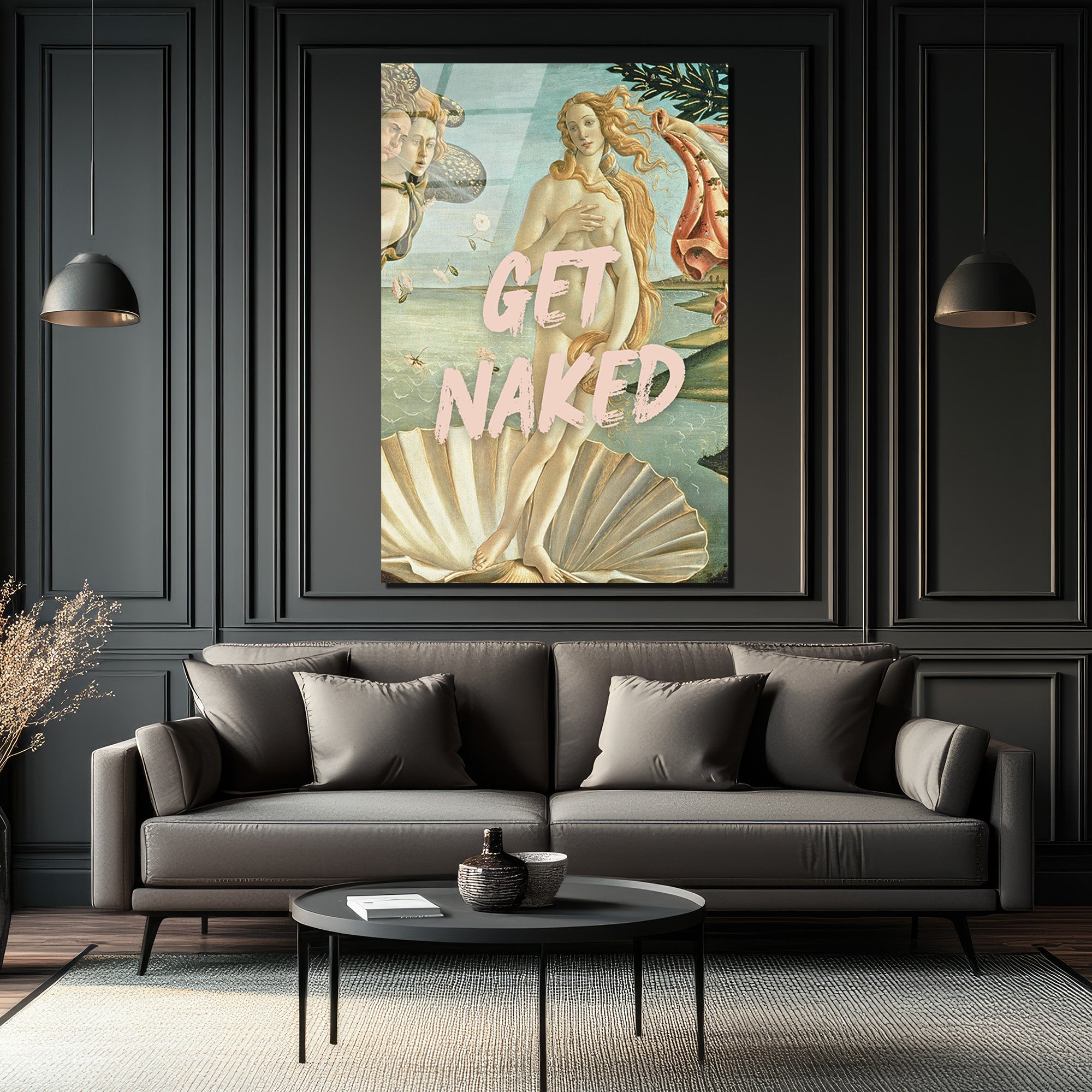 Get Naked Venüs'ün Doğuşu Modern Sanat Cam Tablo