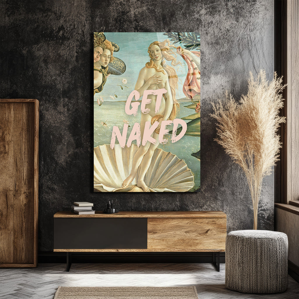 Get Naked Venüs'ün Doğuşu Modern Sanat Cam Tablo