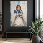 Rebel Girl Melek Temalı Modern Sanat Cam Tablo