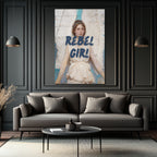 Rebel Girl Melek Temalı Modern Sanat Cam Tablo