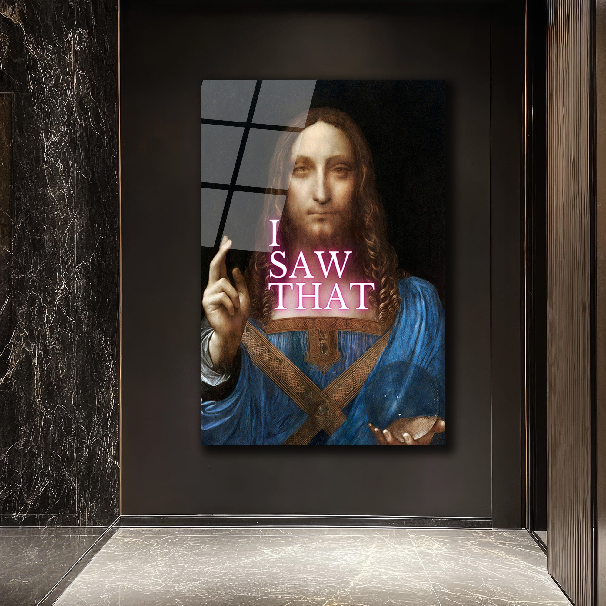 "I Saw That" Esprili Salvator Mundi Modern Cam Tablo