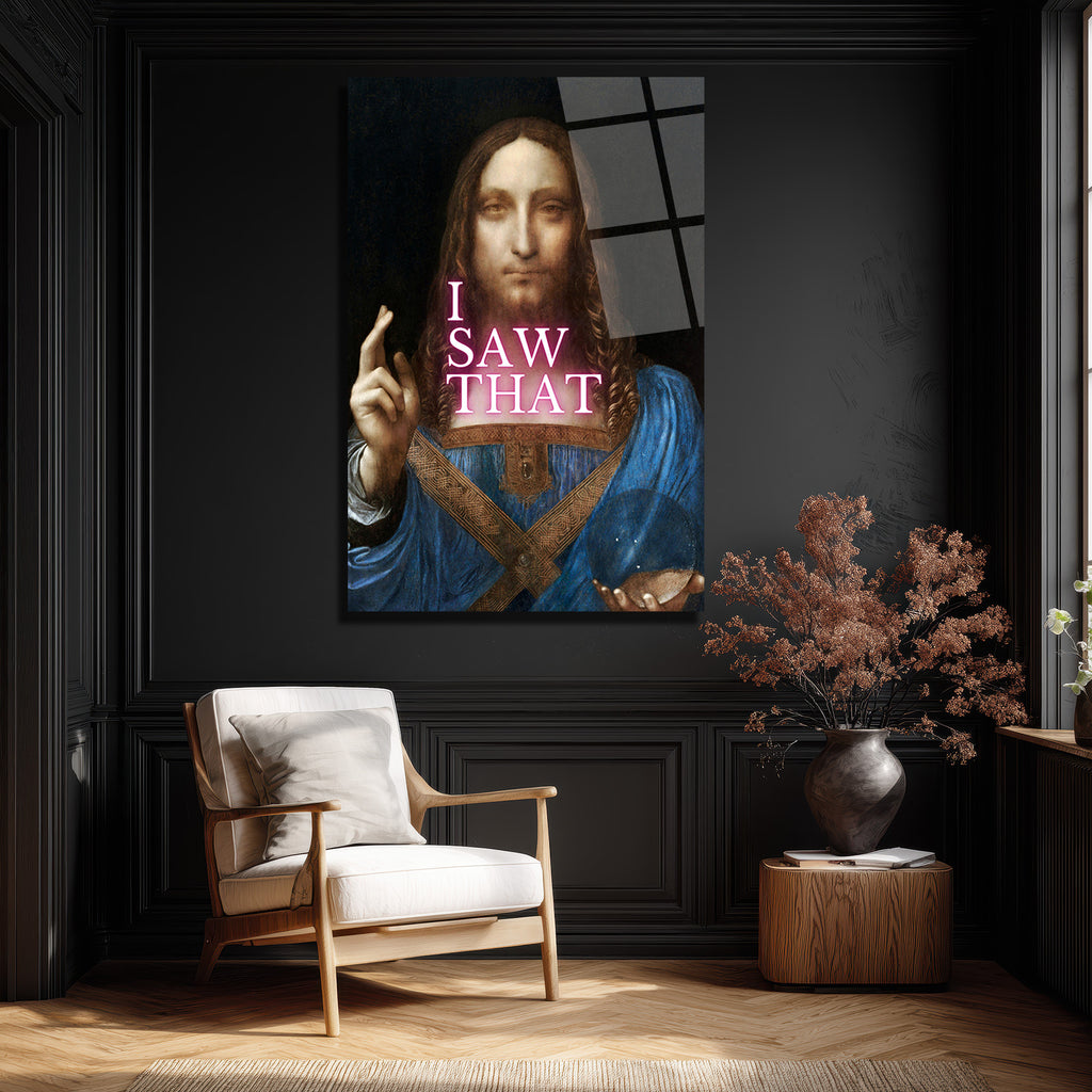 "I Saw That" Esprili Salvator Mundi Modern Cam Tablo