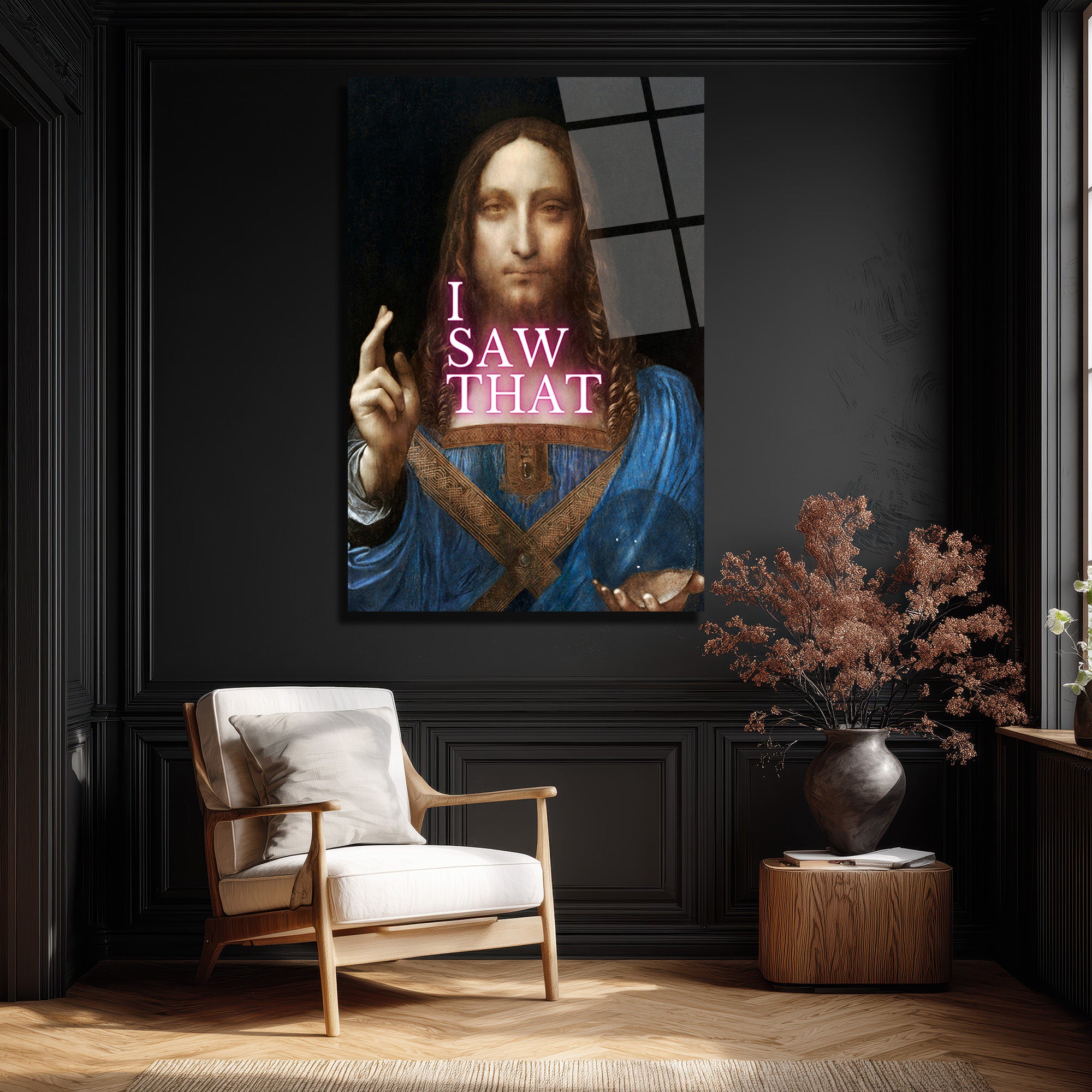 "I Saw That" Esprili Salvator Mundi Modern Cam Tablo