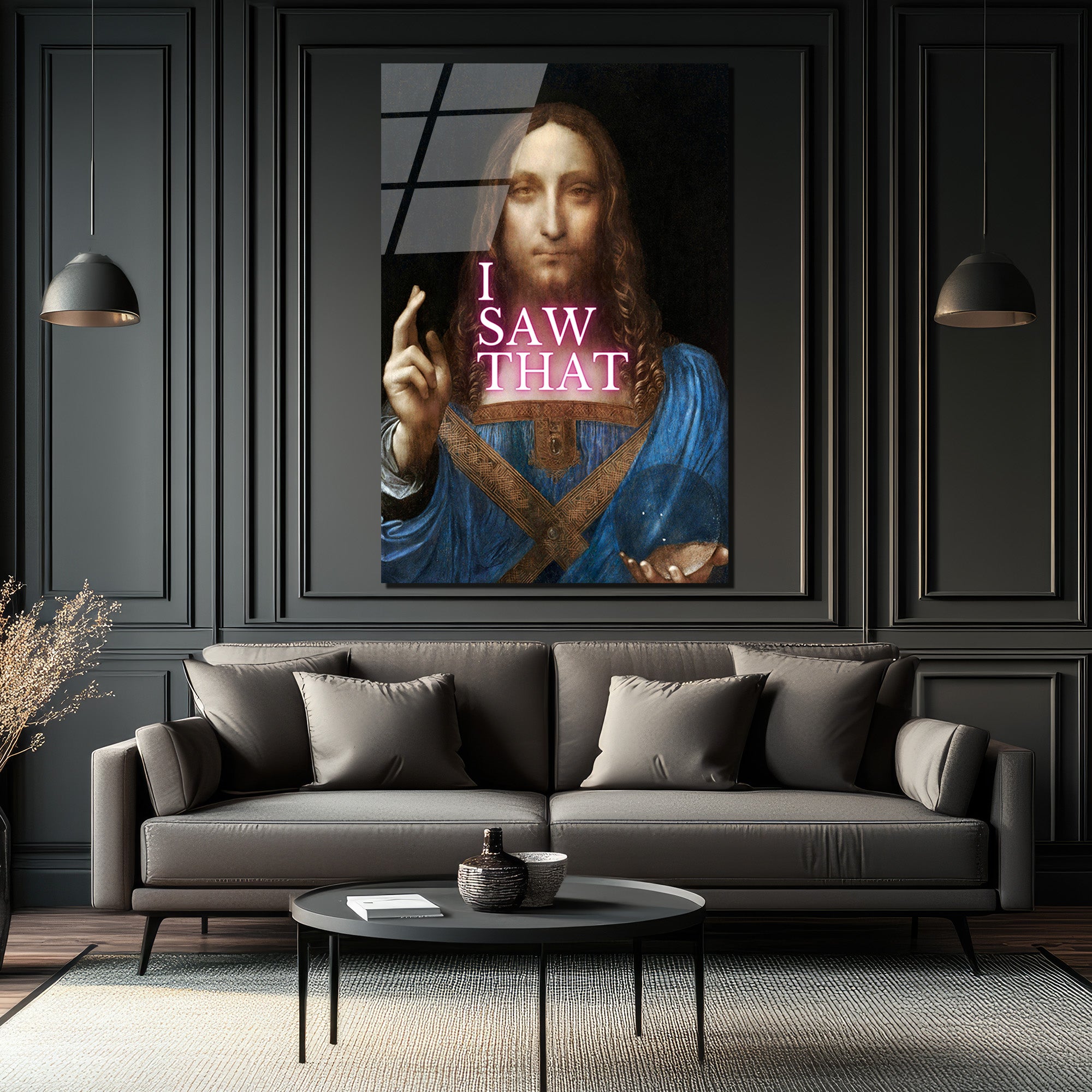"I Saw That" Esprili Salvator Mundi Modern Cam Tablo