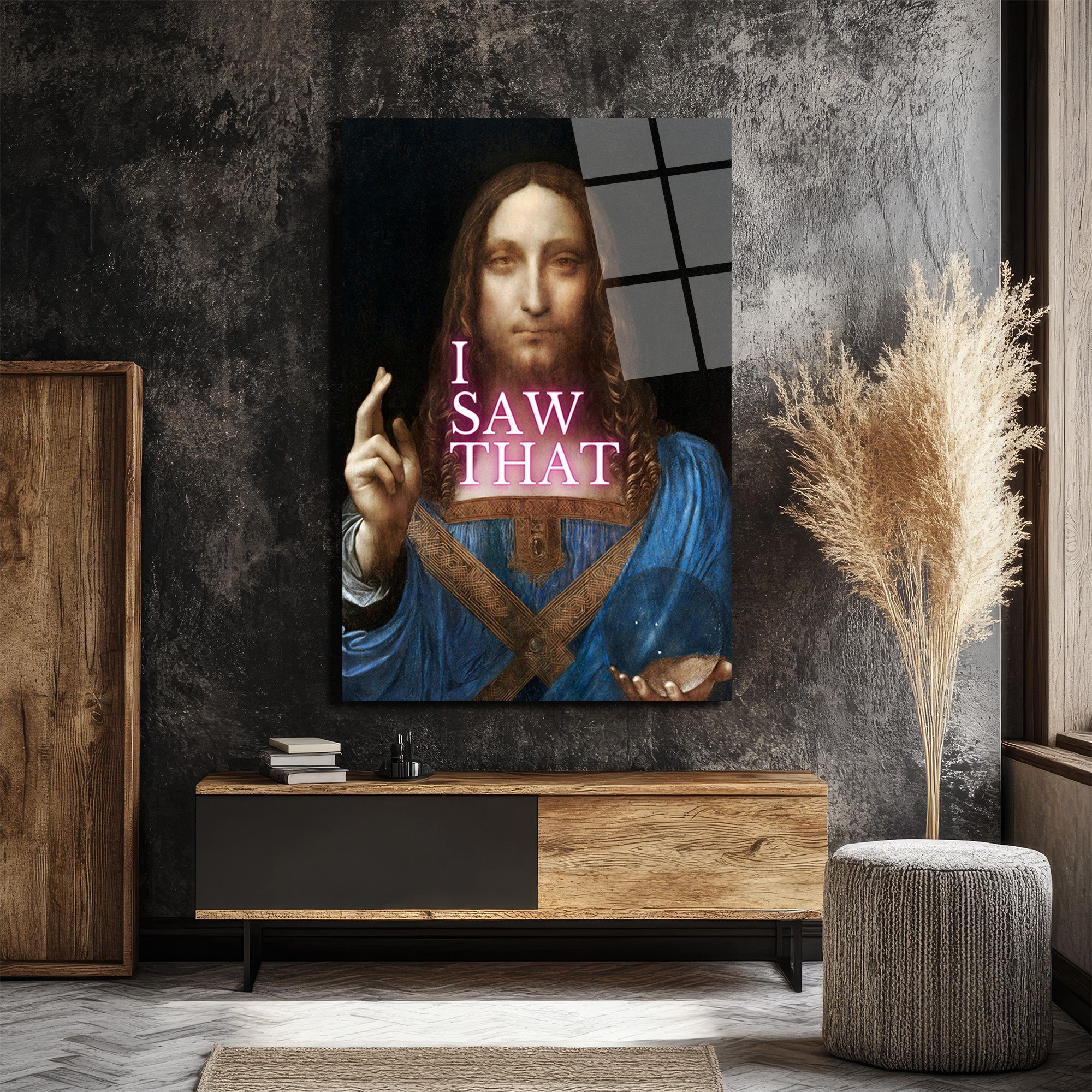 "I Saw That" Esprili Salvator Mundi Modern Cam Tablo
