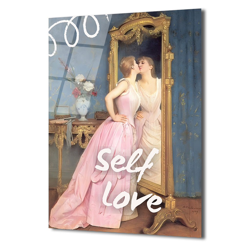 Self Love Romantizmi Cam Tablo - Ayna Yansıması Sanat Eseri