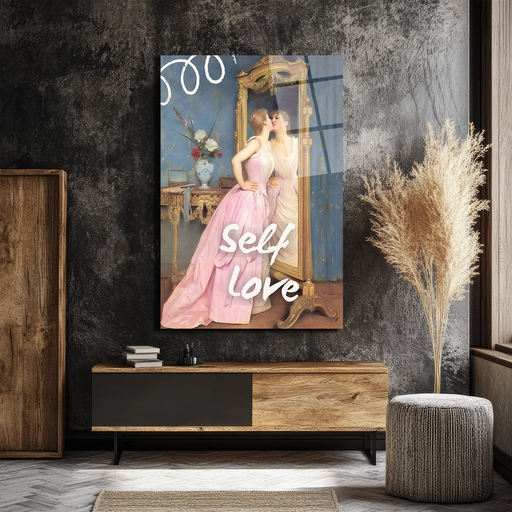 Self Love Romantizmi Cam Tablo - Ayna Yansıması Sanat Eseri