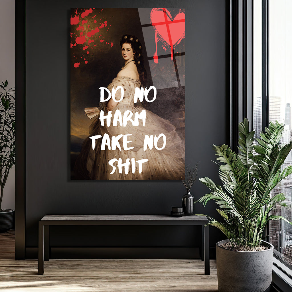 Sisi'den Asi Mesaj: Do No Harm Take No Shit Temperli Cam Tablo