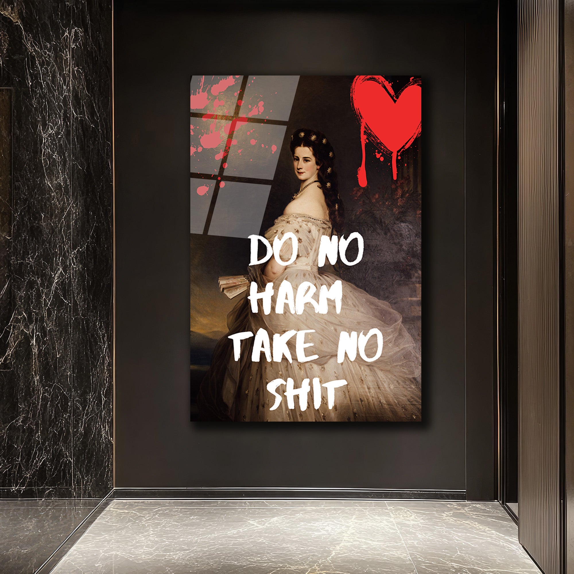 Sisi'den Asi Mesaj: Do No Harm Take No Shit Temperli Cam Tablo