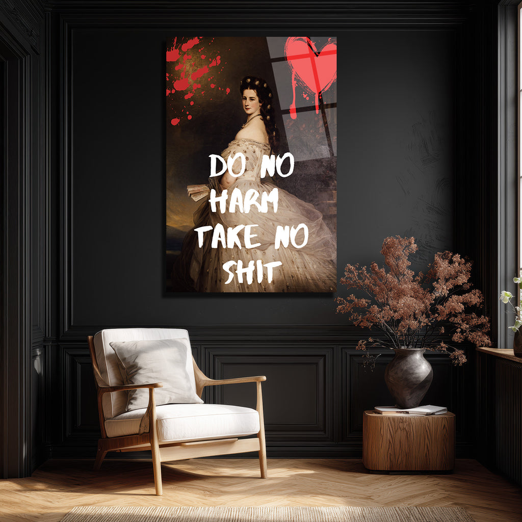 Sisi'den Asi Mesaj: Do No Harm Take No Shit Temperli Cam Tablo