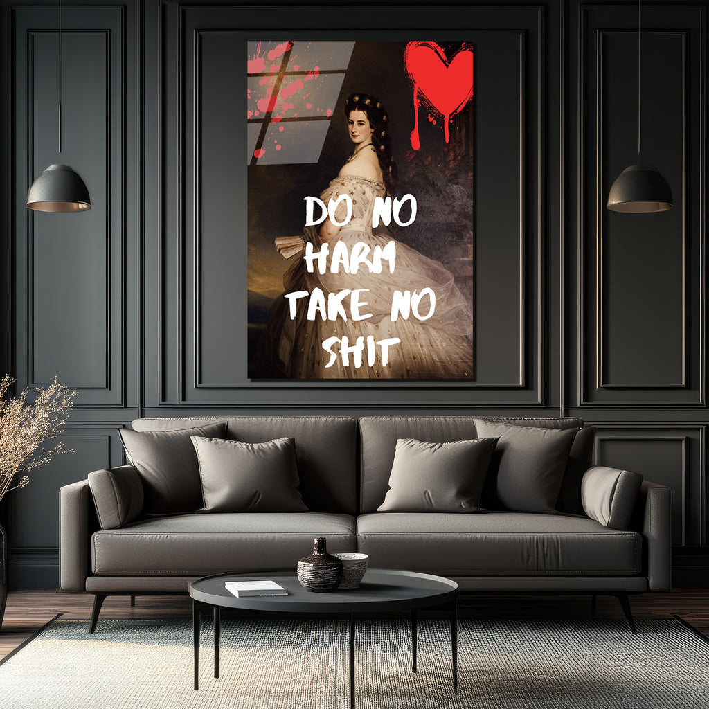 Sisi'den Asi Mesaj: Do No Harm Take No Shit Temperli Cam Tablo