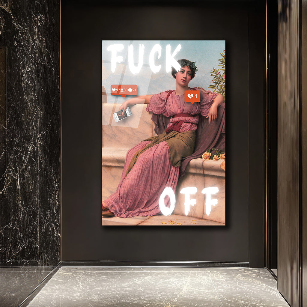 Antik Sanatın Dijital İsyanı: 'Fuck Off' Temalı Cam Tablo
