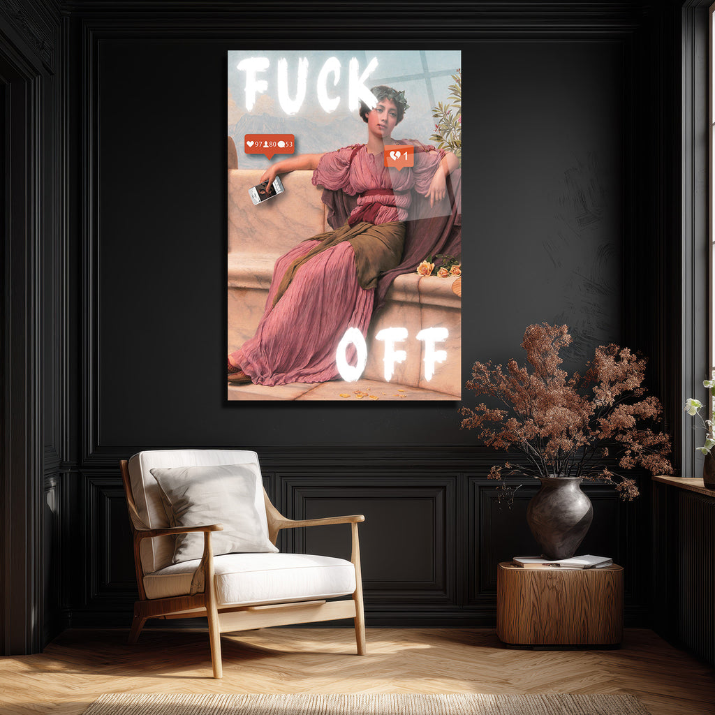 Antik Sanatın Dijital İsyanı: 'Fuck Off' Temalı Cam Tablo