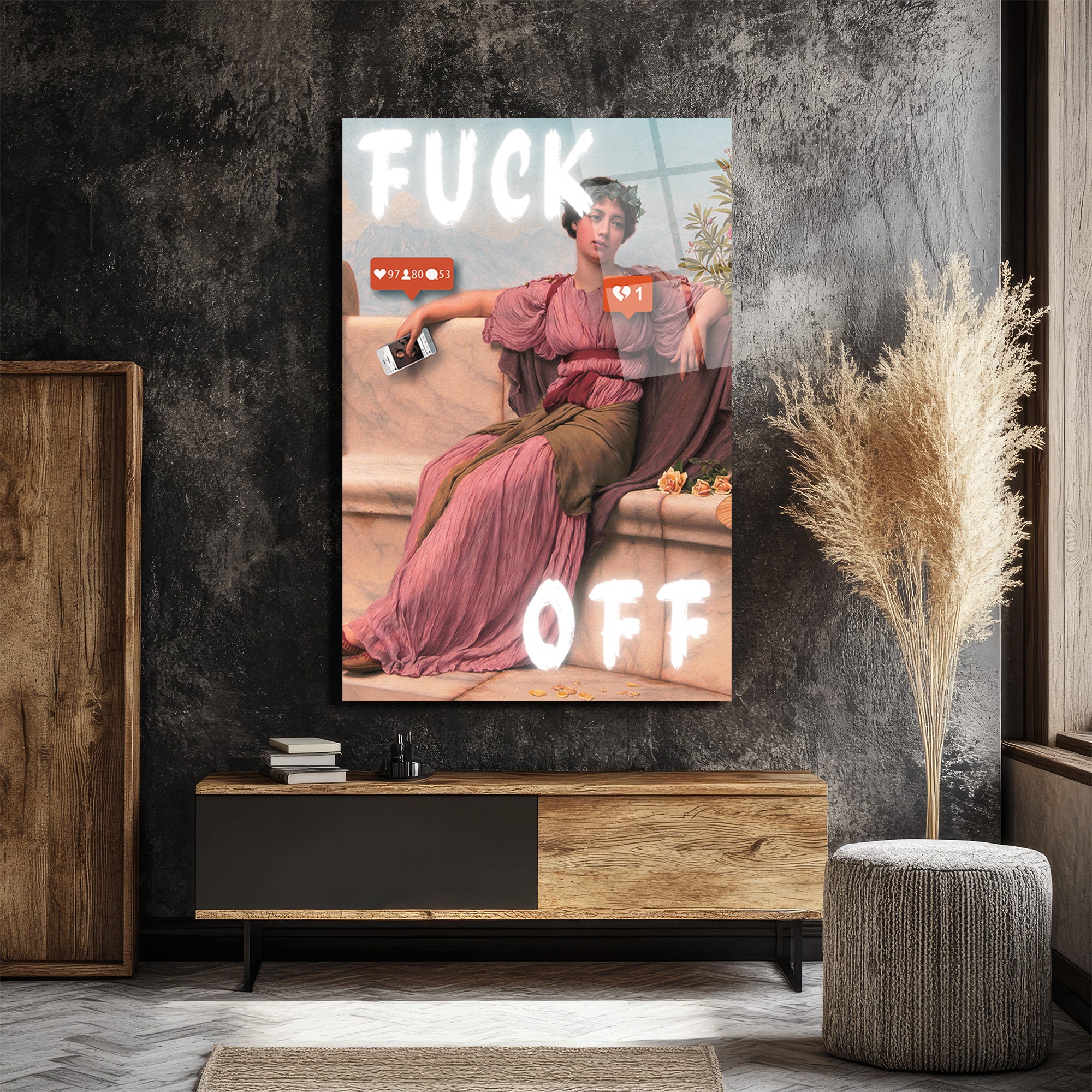 Antik Sanatın Dijital İsyanı: 'Fuck Off' Temalı Cam Tablo