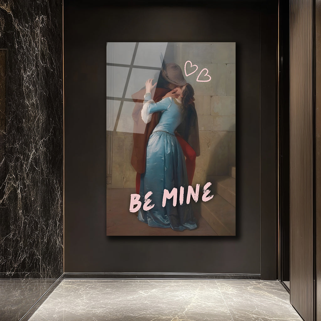 Aşkın Tutkulu Dokunuşu: Be Mine Temalı Romantik Cam Tablo