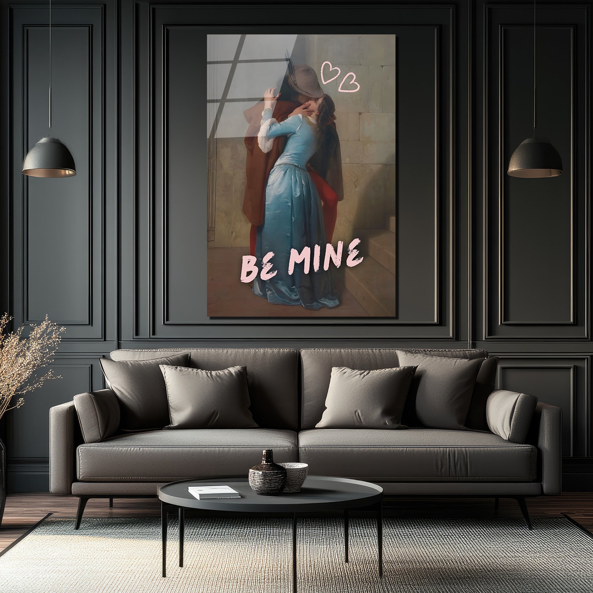 Aşkın Tutkulu Dokunuşu: Be Mine Temalı Romantik Cam Tablo
