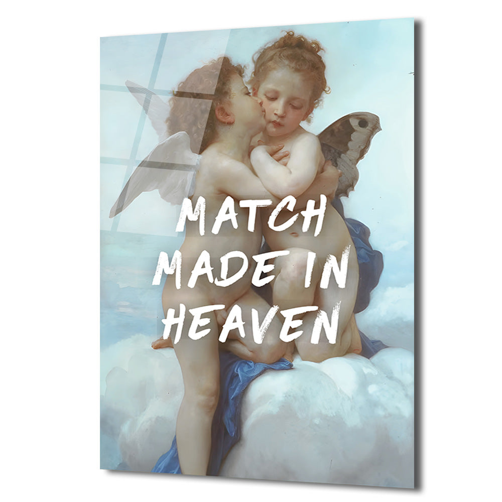 Cennetten Bir Eşleşme: "Match Made In Heaven" Melekli Cam Tablo