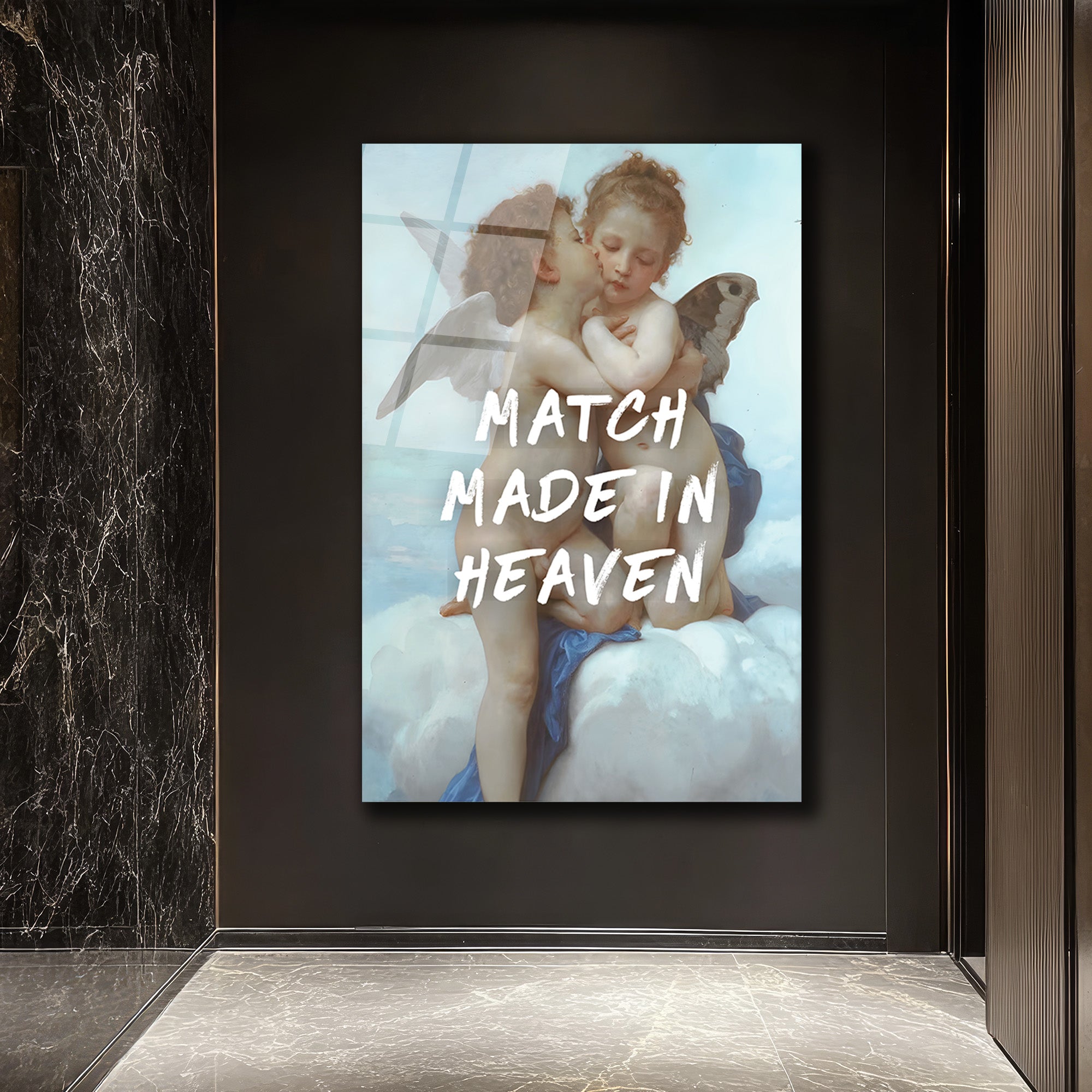 Cennetten Bir Eşleşme: "Match Made In Heaven" Melekli Cam Tablo