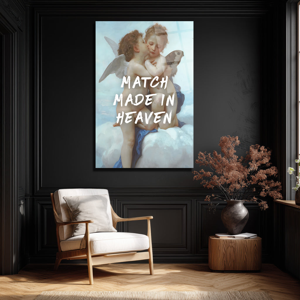 Cennetten Bir Eşleşme: "Match Made In Heaven" Melekli Cam Tablo