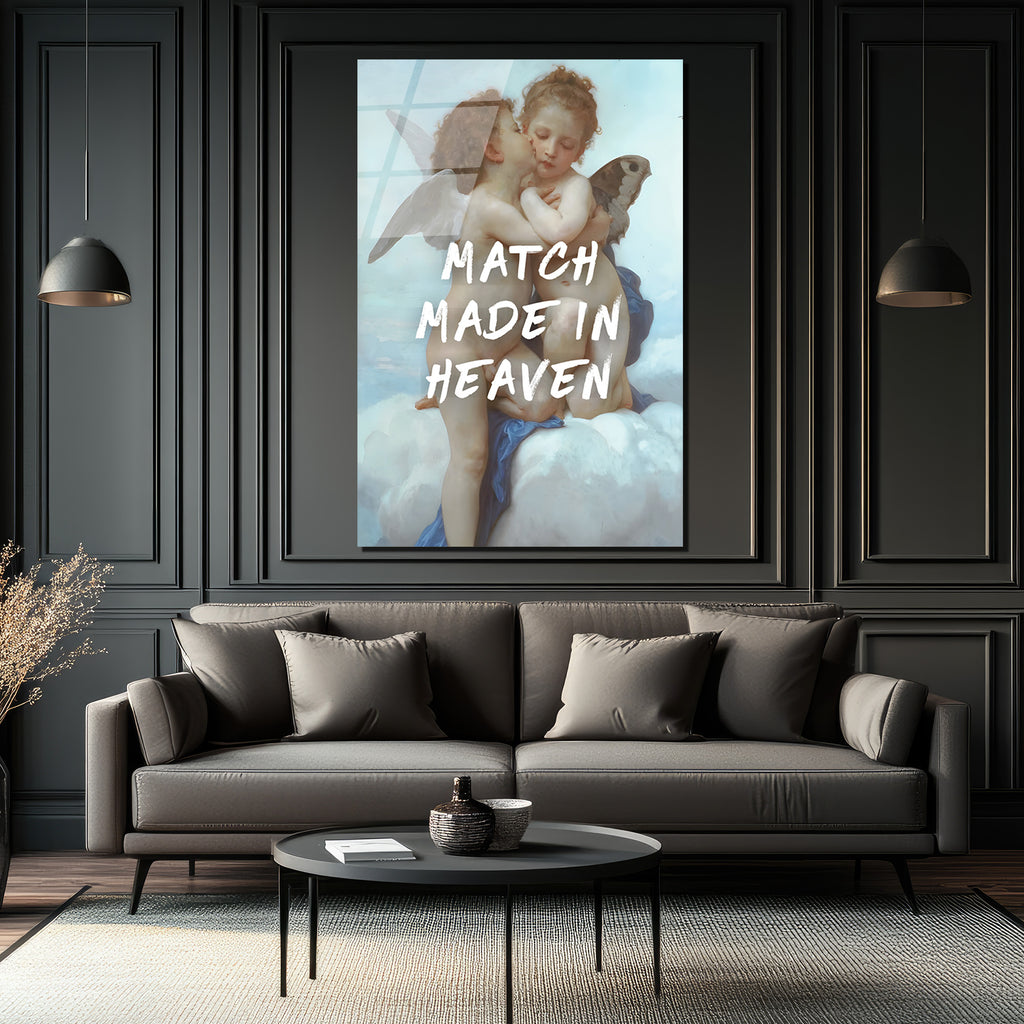Cennetten Bir Eşleşme: "Match Made In Heaven" Melekli Cam Tablo