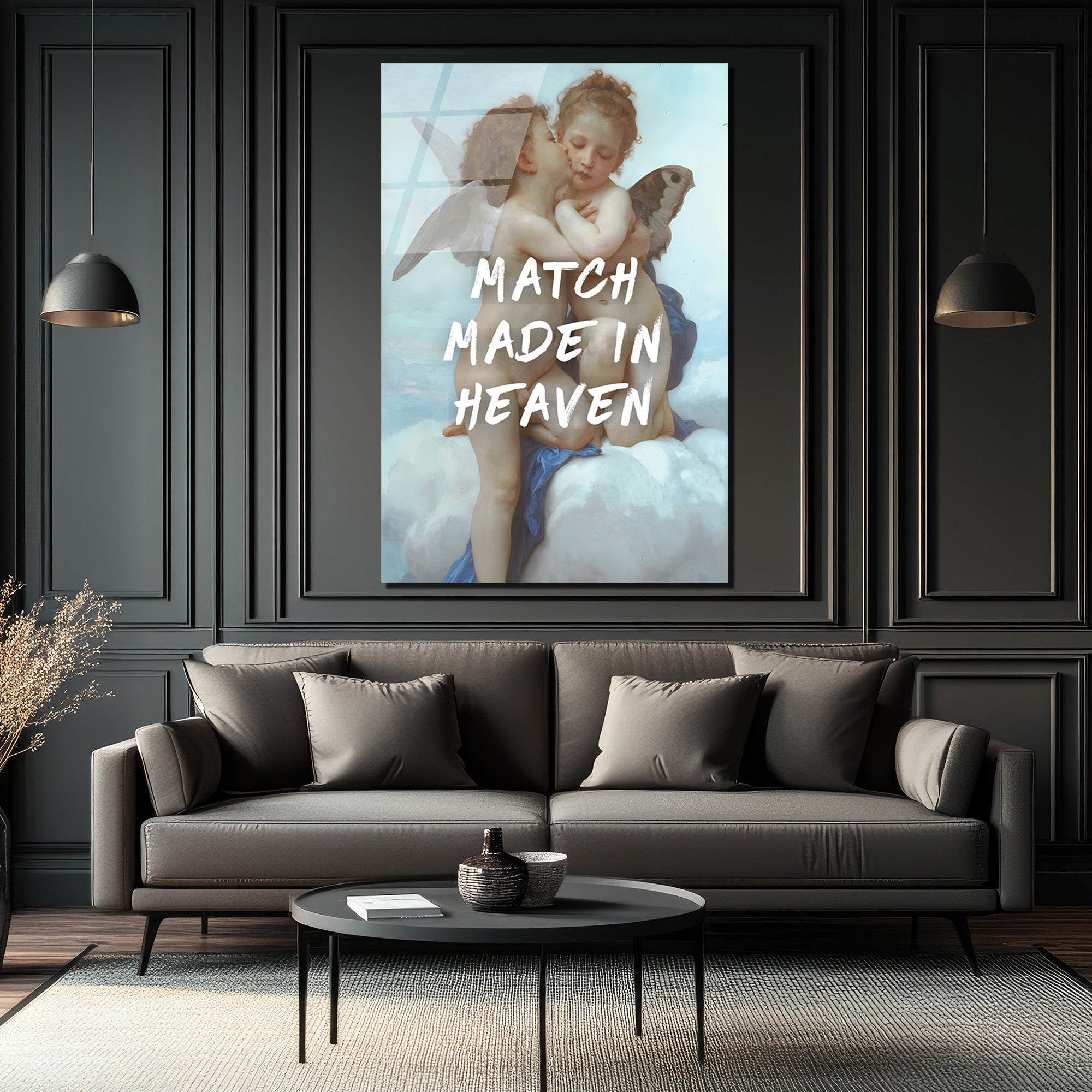 Cennetten Bir Eşleşme: "Match Made In Heaven" Melekli Cam Tablo