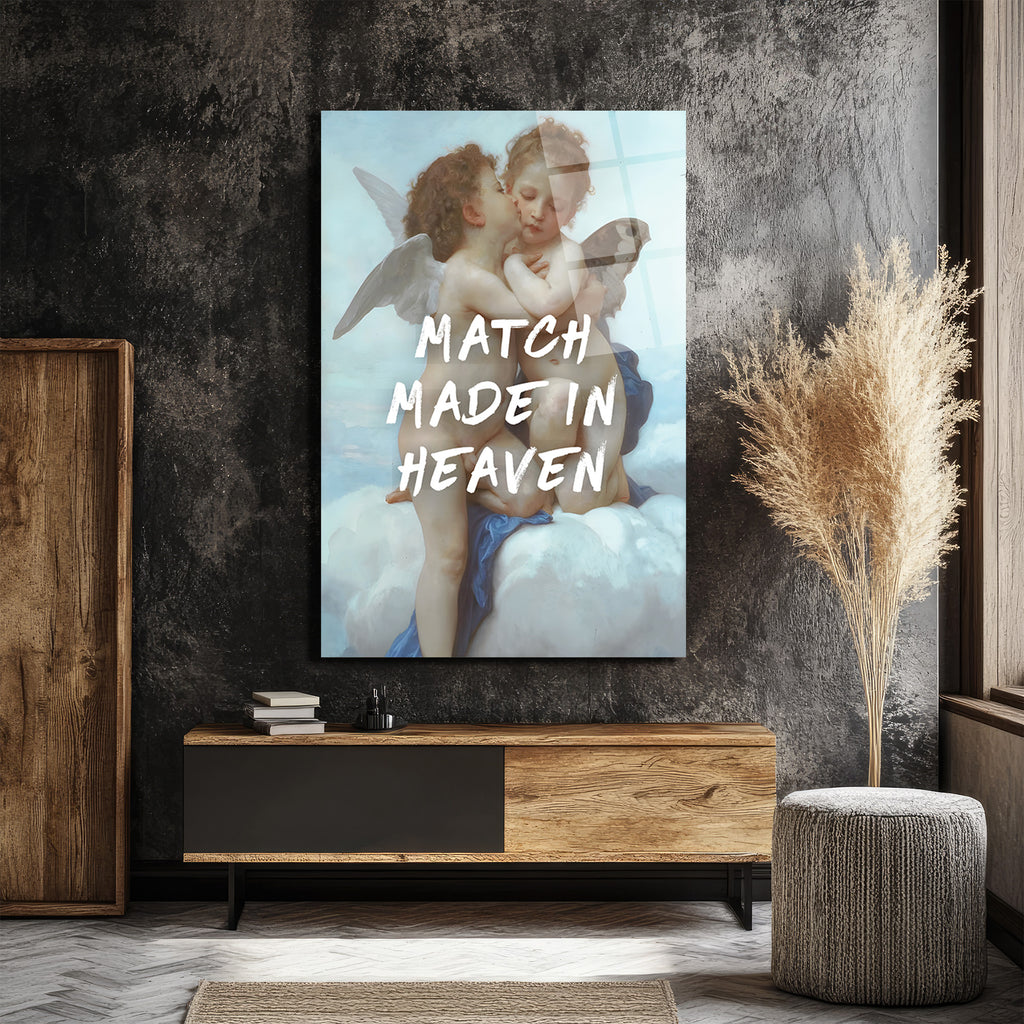 Cennetten Bir Eşleşme: "Match Made In Heaven" Melekli Cam Tablo