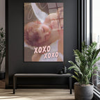 Melek Uykusu XOXO Temalı Romantik Cam Tablo