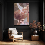 Melek Uykusu XOXO Temalı Romantik Cam Tablo
