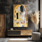Aşkın Işıltısı: Klimt Öpücük "Lovers Gonna Love" Cam Tablo