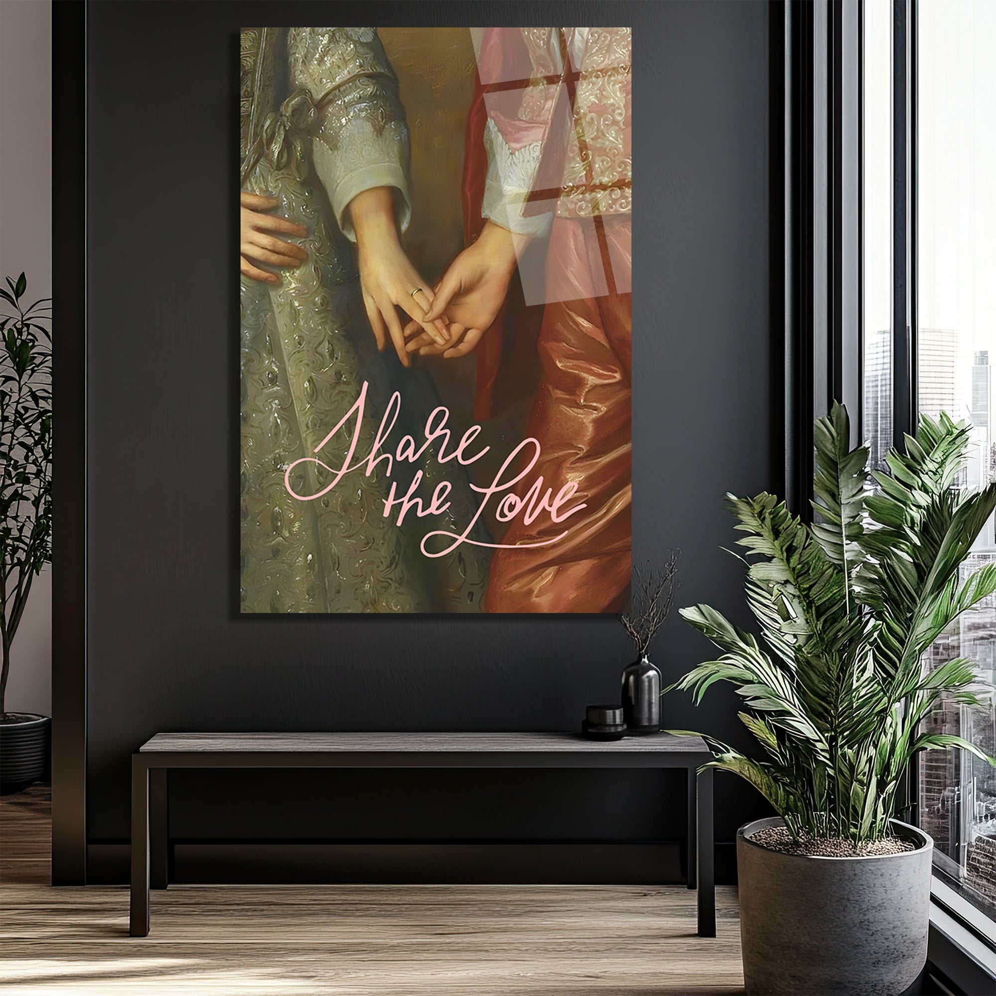 Aşkı Paylaş: Romantik Eller Temalı Premium Cam Tablo