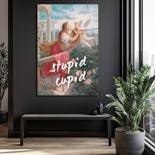 "Stupid Cupid" Temalı Aşk Dolu Cam Tablo