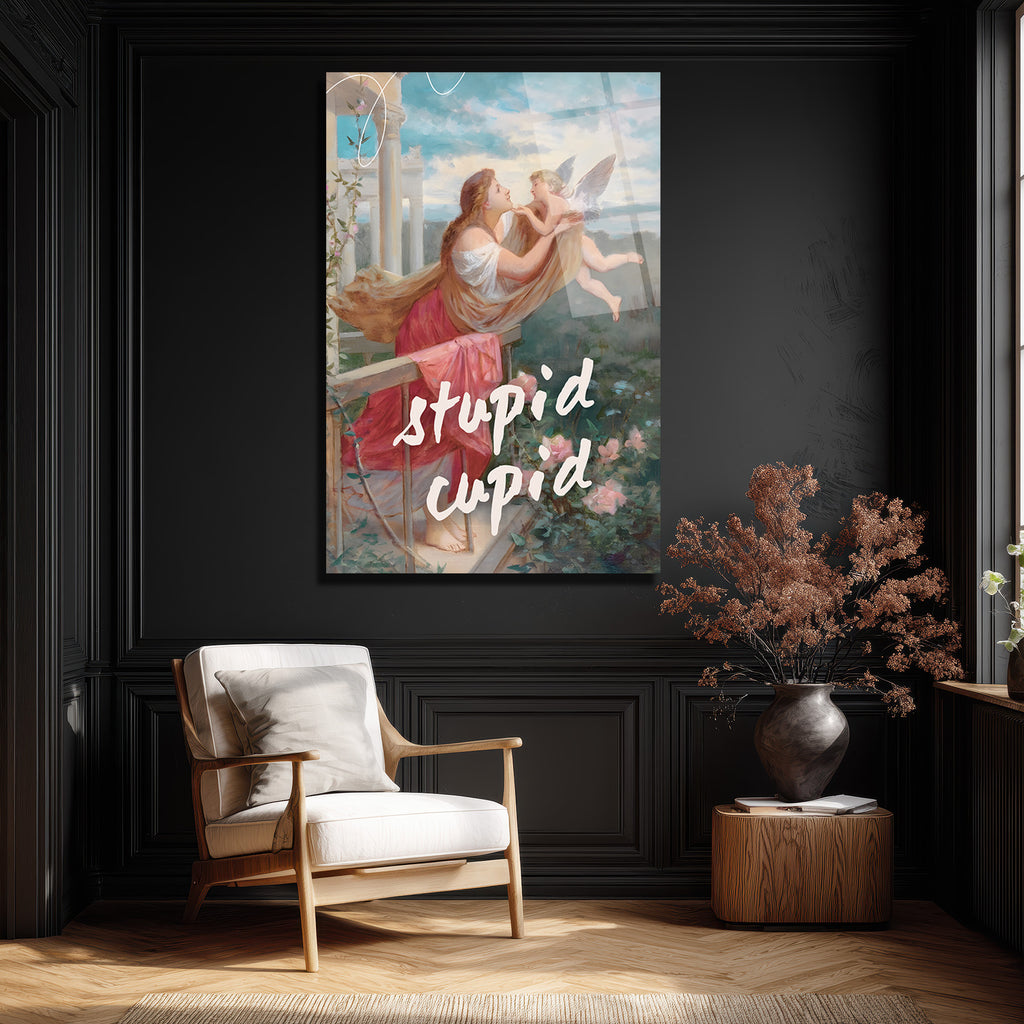 "Stupid Cupid" Temalı Aşk Dolu Cam Tablo