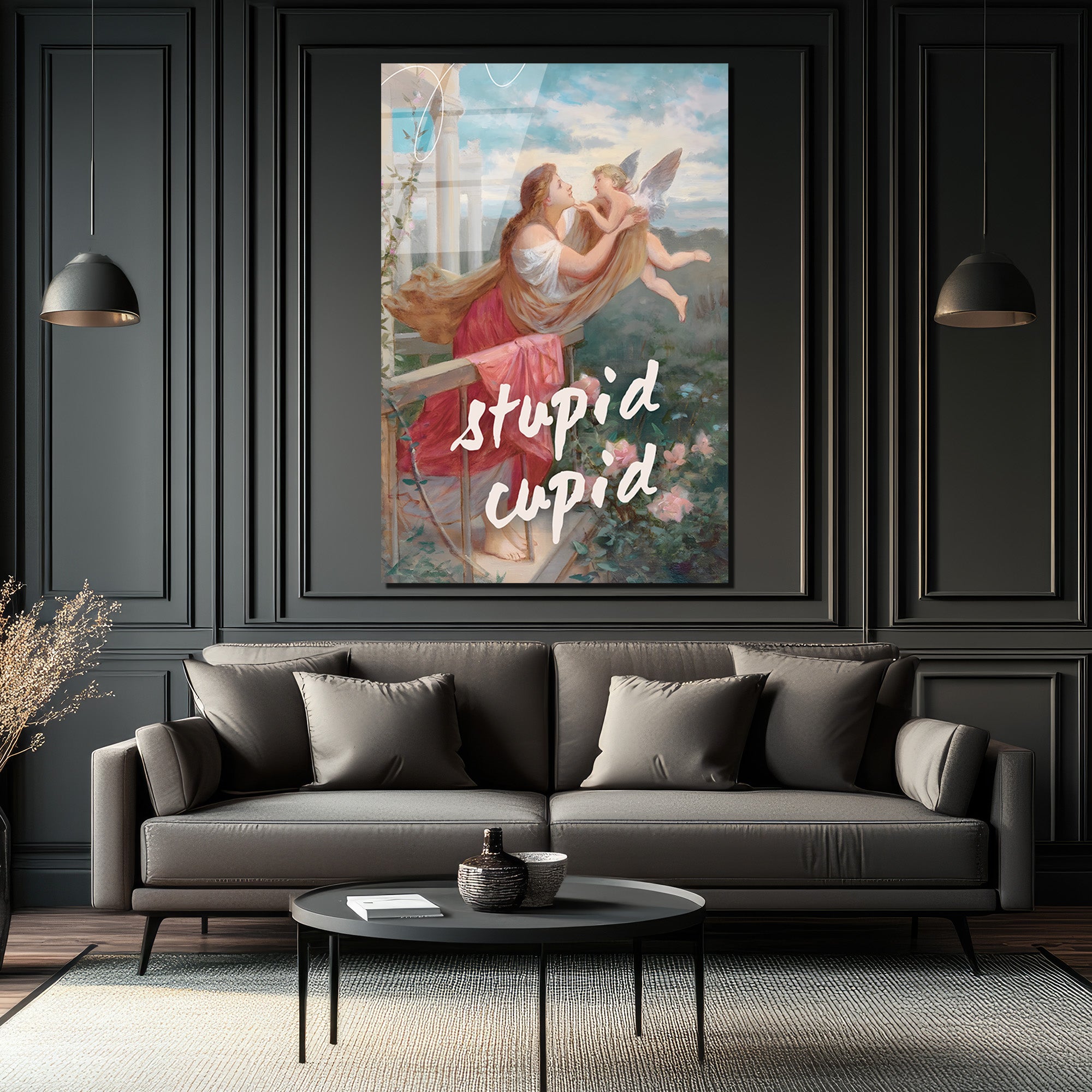 "Stupid Cupid" Temalı Aşk Dolu Cam Tablo