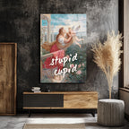 "Stupid Cupid" Temalı Aşk Dolu Cam Tablo