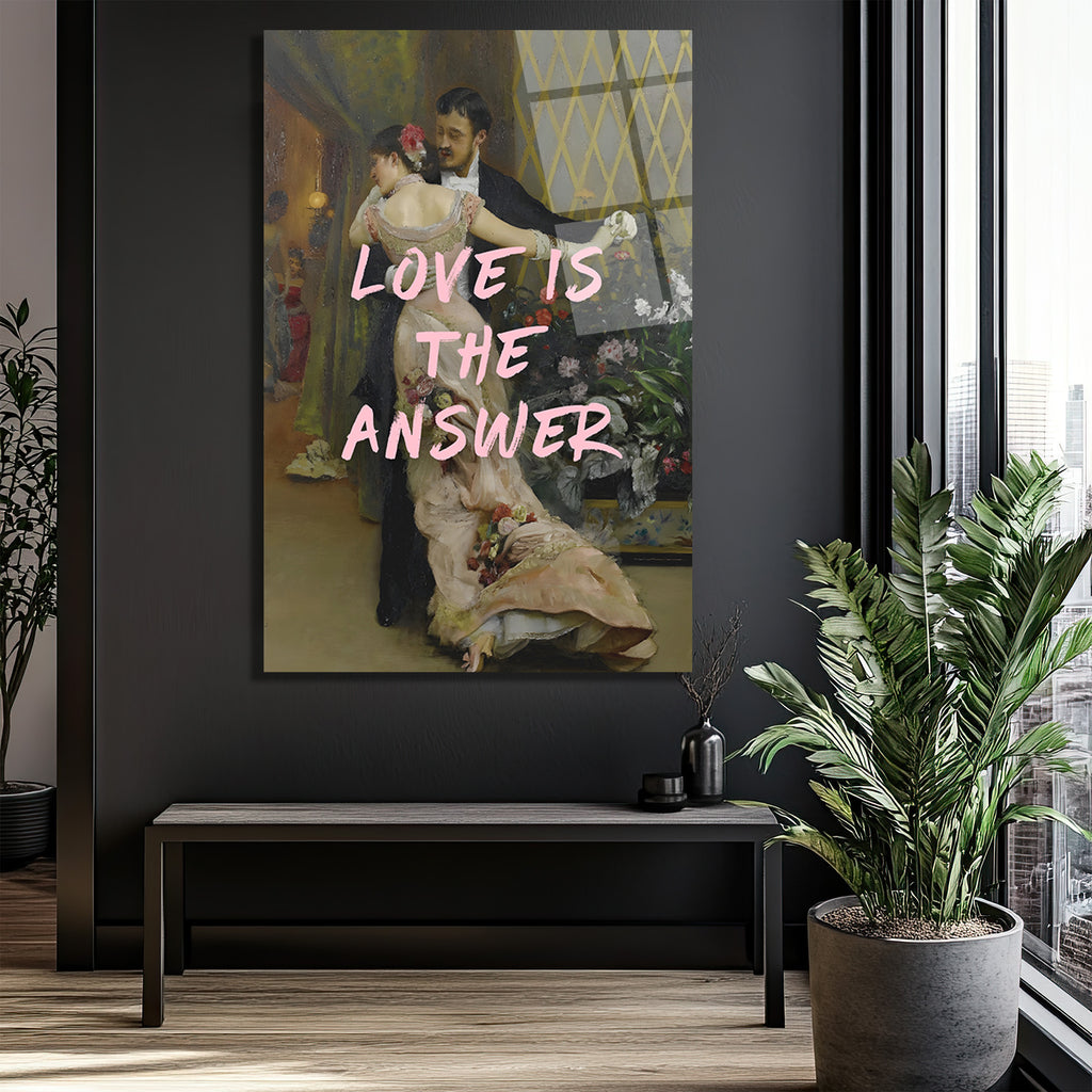 Aşk Her Şeyin Cevabı: Romantik Dans Cam Tablo