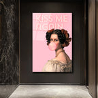 Kiss Me Again Balonlu Kız Modern Cam Tablo - Pop Art Duvar Sanatı