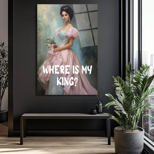 "Nerede Benim Kralım?" Romantik Portre Temalı Sanatsal Cam Tablo