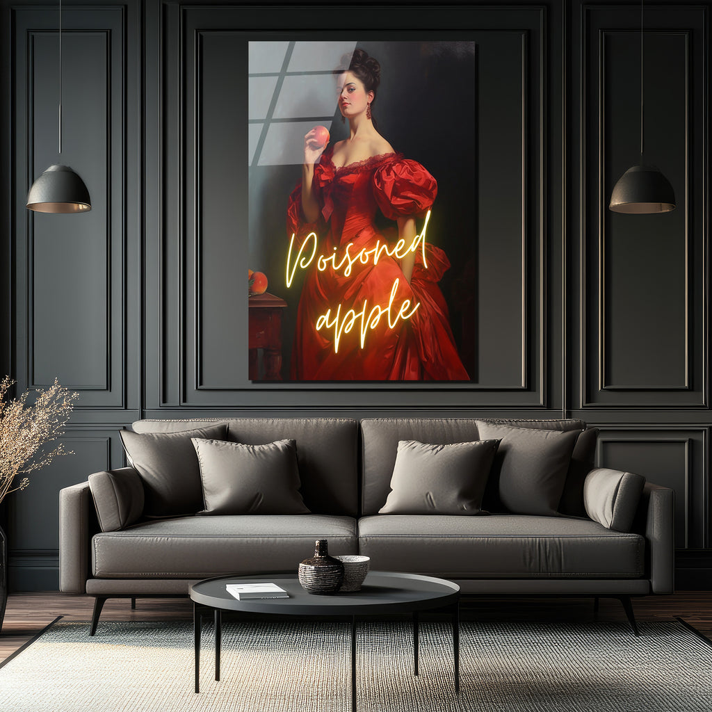 Büyüleyici Zehirli Elma Neon Sanat Cam Tablo