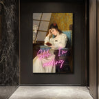 Sakinlik ve Zarafet: Shhh I'm Reading Neon Efektli Cam Tablo