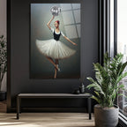 Balerin ve Disko Topu Modern Sanat Cam Tablo