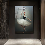 Balerin ve Disko Topu Modern Sanat Cam Tablo