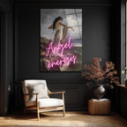 Melek Enerjisi Neon Klasik Sanat Cam Tablo