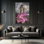 Melek Enerjisi Neon Klasik Sanat Cam Tablo