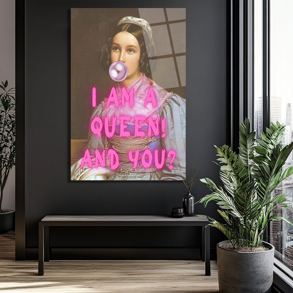 Kraliçe Benim! Bubblegum Pop Art Cam Tablo - Modern Duvar Dekoru